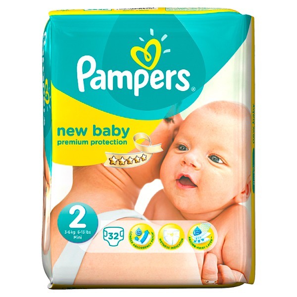 Pampers New Baby 32 Couches Taille 2 (3-6 kg)