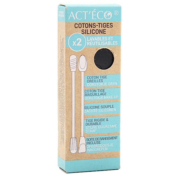 Act'Éco Double Cotton Reusable Silicone Wand with Black Makeup Tip