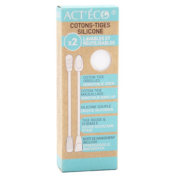 Act'Éco Double Cotton Reusable Silicone Stem and Makeup Tip White