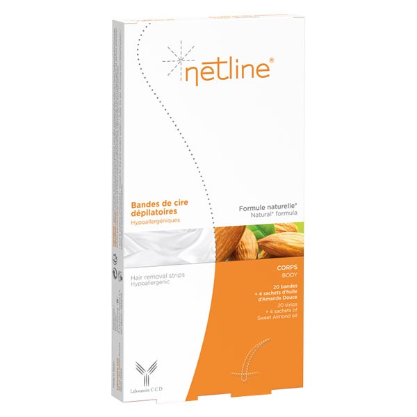 NetLine wax depilatory strips body hypoallergenic 20 strips