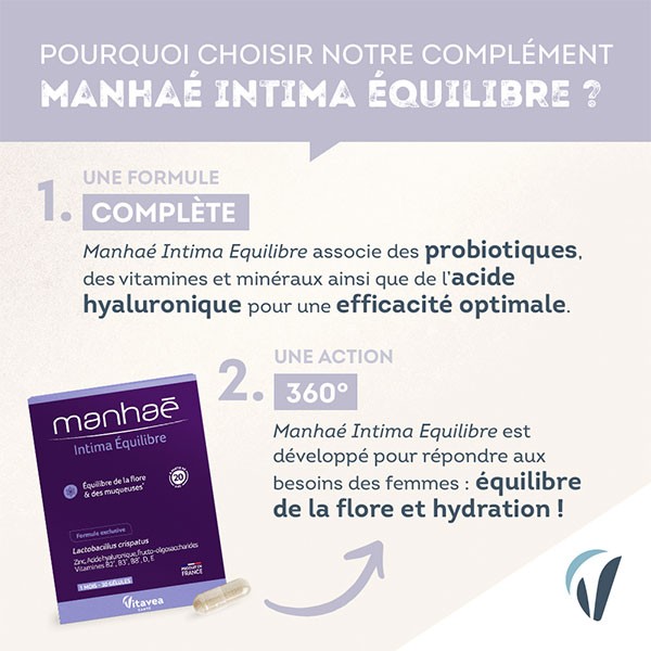Nutrisanté Manhaé Intima Équilibre 15+ Intimate Flora and Mucous Balance 30 Capsules 30 Tablets